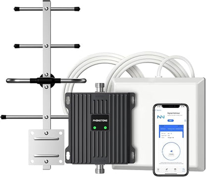 Cell Phone Signal Booster for Verizon and AT&T | Up to 4,500 Sq Ft | Boost 4G LTE 5G Signal on Band 12/13/17 | 65dB Dual Band Cellular Repeater with High Gain Antennas | FCC Approved