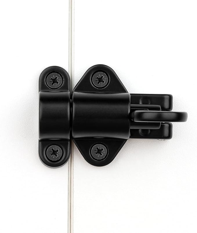 12 Packs Self-Closing Latches，Black Spring Door Lock，Resilient Bolt Latch Aluminum Alloy Safety Automatic Spring Barrel Door Lock with Screws，Used for Wooden Door，Wooden Window and Cabinet etc