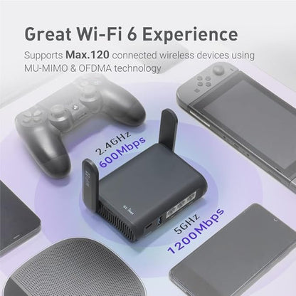 GL.iNet GL-AXT1800 (Slate AX) Portable Travel Router, Pocket Wi-Fi 6 Wireless Internet Router, Portable VPN Routers WiFi for Travel, Public Computer Routers, Business, Moblie/RV/Cruise/Plane