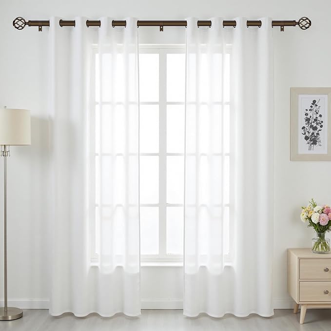 Curtain Rods for Windows 66 to 120, 1 Inch Adjustable Decorative Long Bronze Curtain Rod with Twisted Cage End, Modern Heavy Duty Outdoor Drapery Rods for Patio, Telescoping Splicing, Size 32"-120"