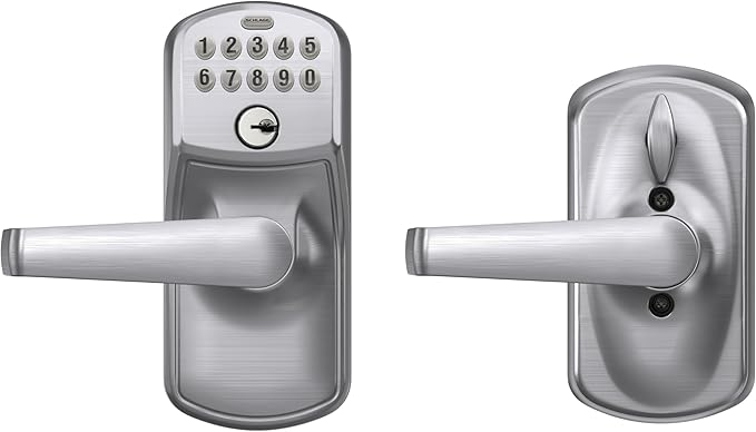 SCHLAGE Brushed Chrome FE595CS V PLY 626 ELA Plymouth Light Commercial Electronic Keypad Lock with Elan Lever(Satin Chrome) (Pack of 2)