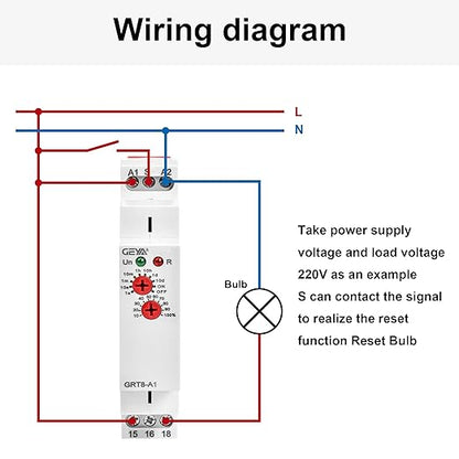 GEYA Delay On Single Function Time Relay 1 Output 16A Electronic Adjustable Power ON Timer Delay Relay Rail Modular(GRT8 A1,AC230V)