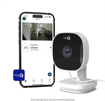 Chamberlain myQ Smart Indoor Security Camera – 1080p HD Video, Night Vision, Motion Detection, Wi-Fi, Two-Way Audio, Smartphone Control, 2 Pack