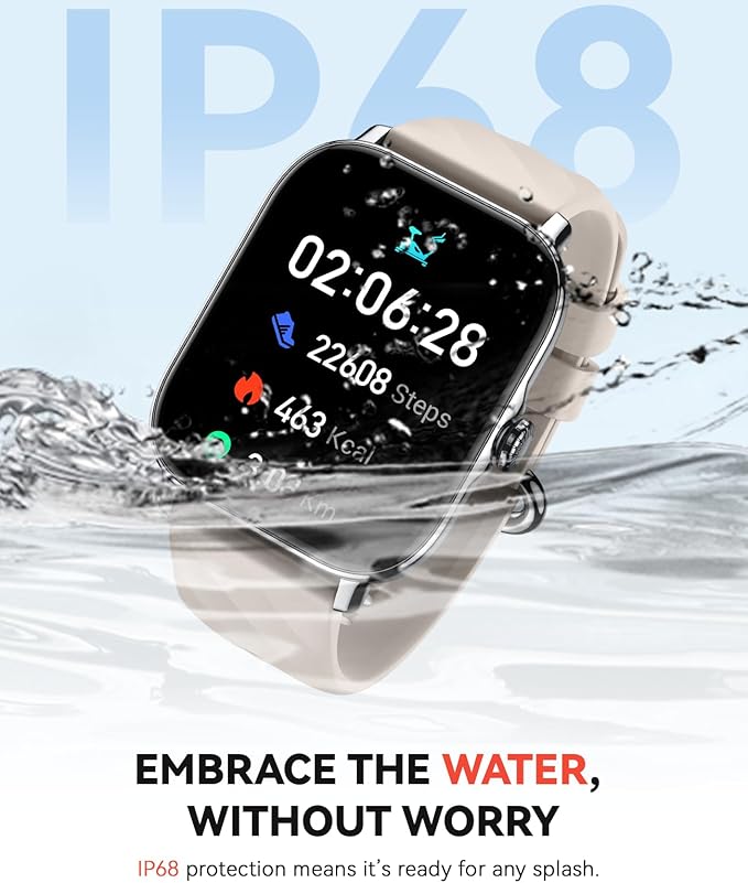 Smart Watches Fitness Tracker for Men Women with Step Counter, Sleep Calorie Monitor, Pedometer, IP68 Waterproof, 120+ Sports for iPhone Android, 1.91” Touchscreen Smartwatch (Casual, Starlight, 1.91)