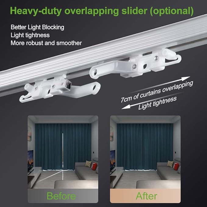 ZSHINE Curtain Conjoined Double Track Customize Length Ceiling or Wall Mounting Heavy-Duty Curtain Rails for Living Room Bedroom Room Divider(champagne)…