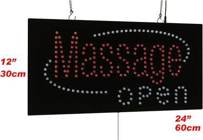 Massage Open Sign, 24"x12", 60x30cm, TOPKING, LED, Neon, Florescent, Signage, Signboard, Display, Billboard, Screen, Grand Opening, Gift