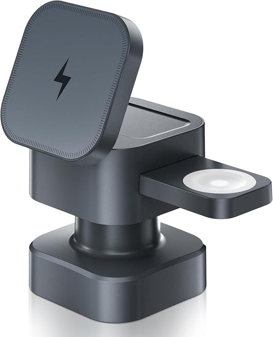 3 in 1 Wireless Charging Station, Wireless Charger with Night-Lamp & Retractable Design, Phone Wireless Charger Fast Charger for Phone 17/16/15/14/13/12/11/X Pro/Max/Plus/Watch/pods