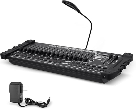 DMX 384 Channel Lighting Controller with DMX512 Protocol Compatible with Moving Head Light, DMX Operator Console with MIDI Control for DJs, Stage, Party, Club, Theater Lighting
