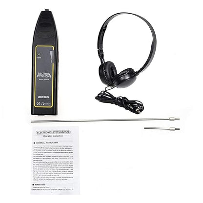 allsun Pro Ultrasonic Leak Detector & Industrial Stethoscope,High Sensitivity Machine Diagnostic Tool for Engine Noise, Bearing, Valve, Pump, Pipe Flow,Mechanic Tool Kit(Includes Long/Short Probe & Carry Bag)