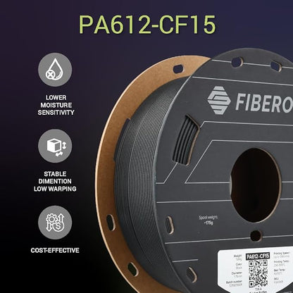 Polymaker Fiberon PA612-CF Carbon Fiber Nylon Filament 1.75mm Black 0.5kg, Fiberon PA612-CF Strong & Low Moisture Sensitive Nylon 1.75mm 3D Printing Filament