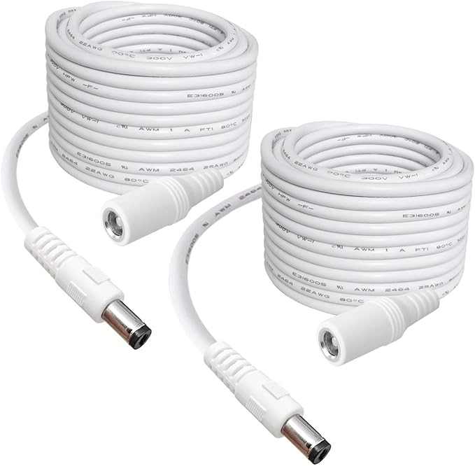 SIOCEN 2-Pack 10FT DC Power Extension Cable,5.5mm x 2.1mm Extension Cord,12v Extension Cord for Security Camera CCTV IP,Router,LED Strip,5V 9V 24V 12 Volt Male to Female Plug Supply Adapter Power Cord