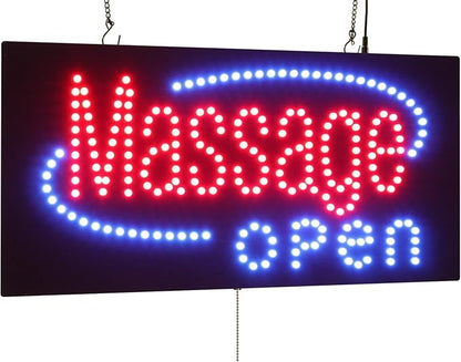 Massage Open Sign, Jumbo size, 31"x17", 78x43cm, TOPKING, LED, Neon, Florescent, Signage, Signboard, Display, Billboard, Screen, Grand Opening, Gift