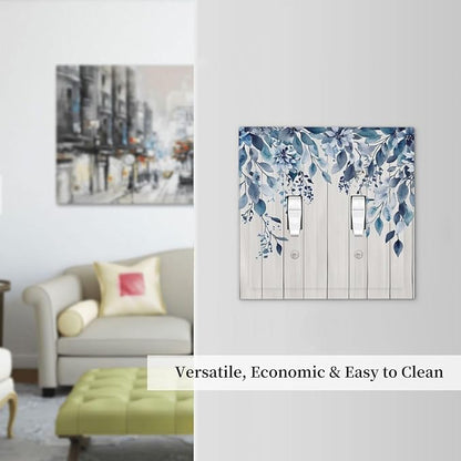 Eucalyptus Rustic Watercolor Plant Decorative Switch Plates 2 Gang Double Toggle Outlet Light Switch Cover Wall Plate Electrical Faceplate For Farmhouse Home Decor