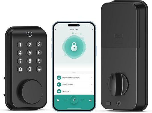 Geeni Keyless Entry Door Lock with Keypad, Smart Locks for Front Door, Electronic Keypad Smart Deadbolt Lock, Auto Lock, 2 Keys, Voice, and App Control - Battery Powered, Share Access, Alerts
