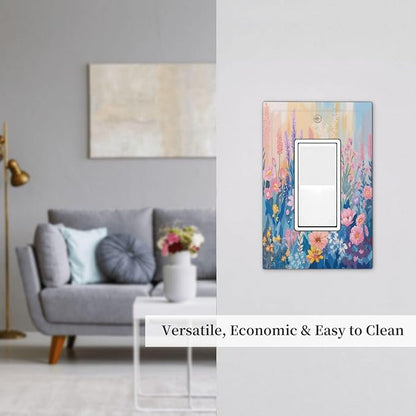 Decorative Outlet Covers Colorful Watercolor Flowers Wildflower Plants 1 Gang Single Rocker Light Switch Cover Plate GFCI Wall Plates Electrical Switch Plate Cover for Bathroom Home Decor