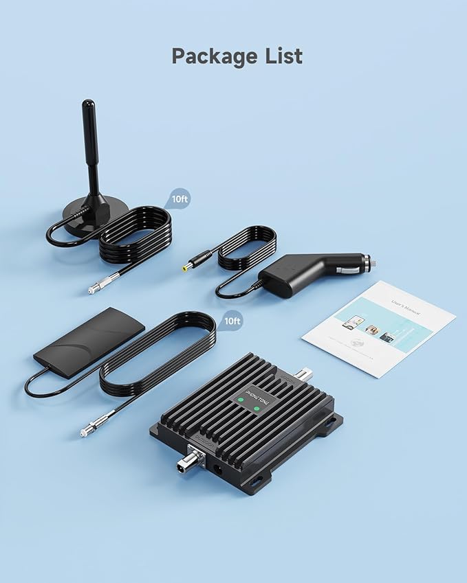 Vehicle Cell Phone Signal Booster for Car, SUV and Truck | Boosts 5G 4G LTE Data & Volte on Band 12/13/17 | Omni-Directional Roof Antenna Easy Installation | FCC Approved
