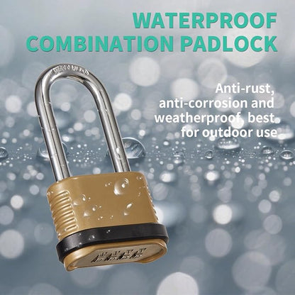 Heavy Duty Combination Lock, 4-Digit Combo Lock with Long Shackle,Weatherproof Combination Padlock for Outdoor Use,4 Pack