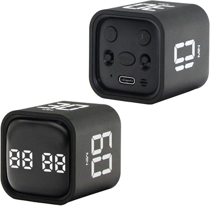 Productivity Timer Flip Gravity Sensor Cube Timer Countdown & Countup,Mute & Vibrate & Sound，5/10/30/60min & Custom Timing, Perfect for ADHD,Work,Learning,Kitchen Cooking (2 Black)