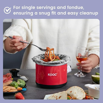 KOOC Slow Cooker Liners 8"x11" 20 Count Mini Size Disposable Pot Liners Cooking Bags Fit 0.65 qt to 1.25 qt Pot BPA Free Fresh Locking Seal Design