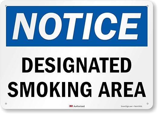 SmartSign “Notice - Designated Smoking Area” Sign | 10" x 14" 3M Reflective Aluminum