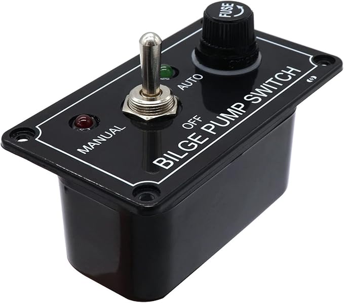 12V Bilge Pump Control Switch Panel 3 Way Manual/Off/Auto with LED Indicator 5A Fuse for Yacht Camper Truck Marine Boat