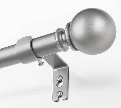 KAMANINA Curtain Rods for Windows 48 to 84 Inches, Antique Silver Curtain Pole 32 to 86 Inches (2.6-7.1ft), 7/8 Inch Decorative Drapery Rods with Round Finials
