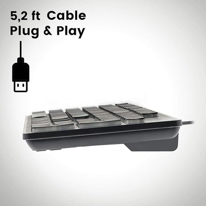 Perixx PERIBOARD-317 Wired Backlit USB Keyboard, Big Print Letter with White Illuminated LED, US English Layout,Black