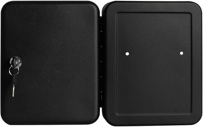 Jssmst Lock Keyboxes Wall Mount Security Key Storage Box, Locking Key Cabinet Wall Mount with 24 Key Hooks & Tags Key Labels, 9.84 x 7.87 x 2.95 inches, Black Matt