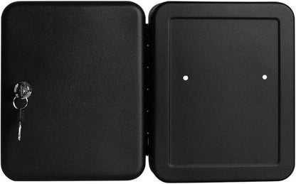 Jssmst Lock Keyboxes Wall Mount Security Key Storage Box, Locking Key Cabinet Wall Mount with 24 Key Hooks & Tags Key Labels, 9.84 x 7.87 x 2.95 inches, Black Matt