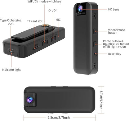 VSTARCAM 2K Mini Body Camera with Audio & Video Recording, Battery Powered POV Cam with 64G Card, Wearable Personal Portable Cameras Recorder DV, 180°Lens Rotatable with IR Night Vision for Security
