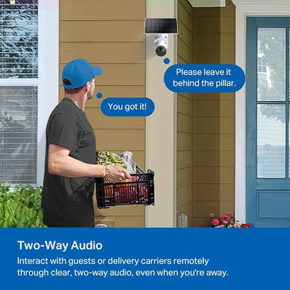 Tapo TP-Link 𝗧𝗮𝗽𝗼 SolarCam C402 Kit, Outdoor Battery Camera w/Solar Panel Base, Wireless, 1080P, Free Person Detection, SD/Cloud Storage, Color Night Vision, No Hub Needed, Works w/Alexa