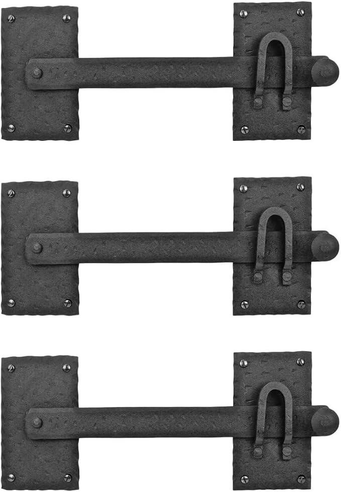 Renovators Supply Manufacturing Black Iron Gate Flip Latch 12" Large Antique Two Sided Flip Locks Rust Resistant Powder Coated Barn Door and Fence Gate Latches with Hardware Pack of 3
