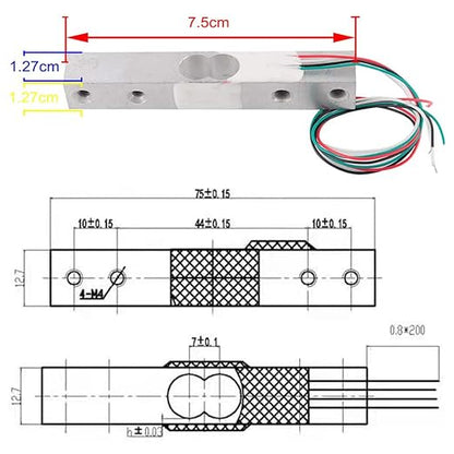ShangHJ 4 Sets Digital Load Cell Weight Sensor + HX711 ADC Module Weighing Sensor for Arduino DIY Portable Electronic Kitchen Scale Kit (10kg)