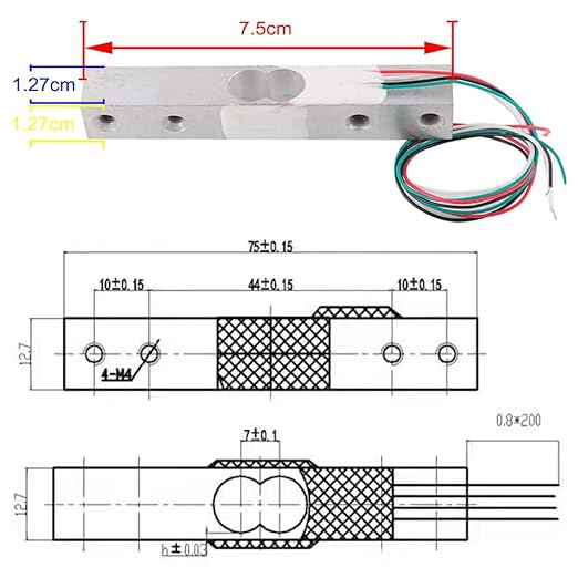 ShangHJ 4 Sets Digital Load Cell Weight Sensor + HX711 ADC Module Weighing Sensor for Arduino DIY Portable Electronic Kitchen Scale Kit (5kg)