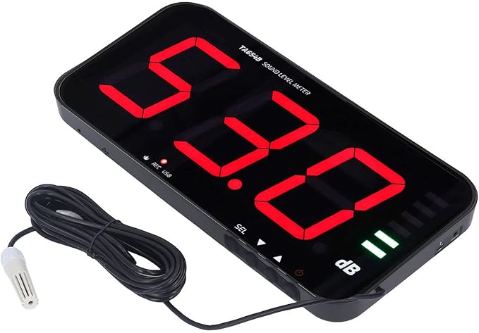 Wall Hanging Sound Level Meter, 30-130 DB Decibel Meter Sound Level Reader 13in Digital Screen Noise Monitoring Device for Office