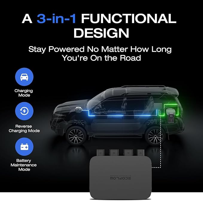 EF EcoFlow 800W Alternator Charger with Delta 2 Max Portable Power Station, 3-in-1 Fast DC-DC Charger, Battery Maintainer & Jump Starter 8× Faster Than Cigarette Chargers, Charges 2kWh in 2.6 hr