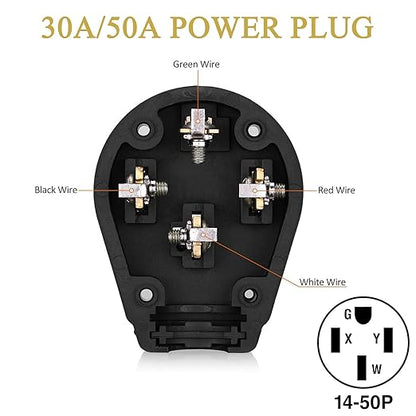 Nema 14-50P Plug 50 Amp 125/250 Volt Plug with 3 Pole 4 Wire Heavy Duty Spec Industrial Grade for Dryer and Ranges