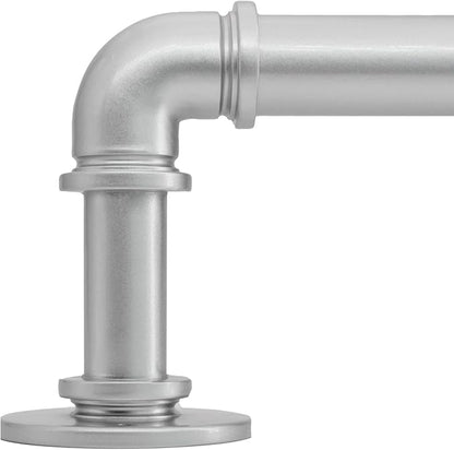 Silver Curtain Rods 18 to 45 in,Wraparound Curtain Rods,Adjustable Length,1 in Diameter Pipe,Wall or Ceiling Mounted,for Bedroom and Living Room (Silver 18” to 45”)