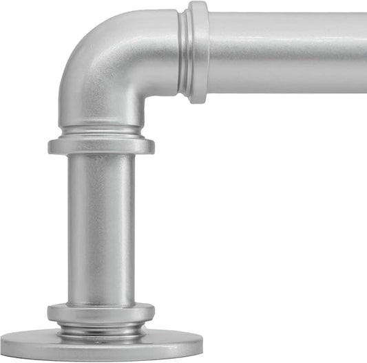 Silver Curtain Rods 18 to 45 in,Wraparound Curtain Rods,Adjustable Length,1 in Diameter Pipe,Wall or Ceiling Mounted,for Bedroom and Living Room (Silver 18” to 45”)