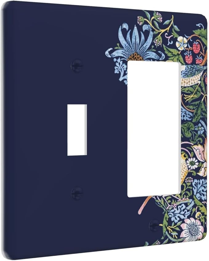 Decorative Outlet Covers Vintage Blue Morris Strawberry Thief Bird Flower 2 Gang 1 Gang Wall Plate Cover Single Toggle Rocker Combo Light Switch Cover Plate Face Plate