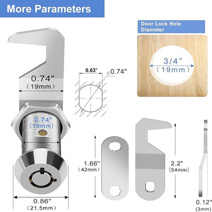 RV Storage Lock - 1-1/8" Cam Lock Keyed Alike Toolbox Locks Replacement for Camper Mailbox or Storage Door (Zinc Alloy, 1 Pack)