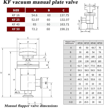 SHERICH KF40 High Vacuum Manual Isolation Valve, Flange L Type, Y Type Stainless Steel Valve (KF40（L type）)