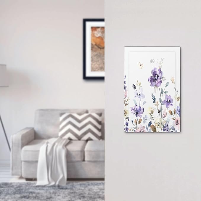 Light Switch Cover Plate Purple Floral Lilac Watercolor Flower Leaves Butterfly Wildflower 1 Gang No Device Blank Electrical Wall Plates Faceplate Decorative Switch Plate for Bedroom Home