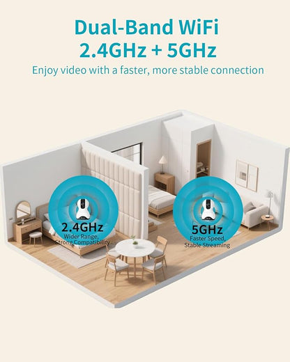 VIMTAG Security Camera Indoor, 4K UHD Pet Camera with Phone App for Dog/Cat, 360° Pan/Tilt Cameras for Home/Nanny/Baby/Room, Night Vision, Motion Tracking, 5G/2.4GHz WiFi, 2-Way Audio, Cloud & SD Card