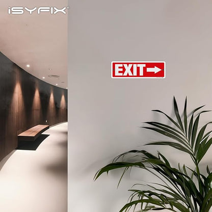 iSYFIX Exit Signs 2 Pack 12x4 Inch with Directional Right Arrows - Rust Free Aluminum, Laminated for UV, Weather, Scratch Resistance - Ideal for Offices, Schools, Theaters, Restaurants