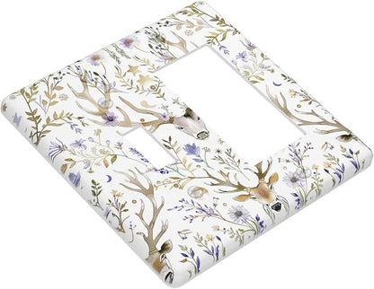 Outlet Covers Gothic Retro Floral Damask Elk Wild Flower 1 Toggle 1 Rocker Combination Decorative Wall Plate Electrical Switch Plates Light Switch Cover Plate For Bed Room Living Room