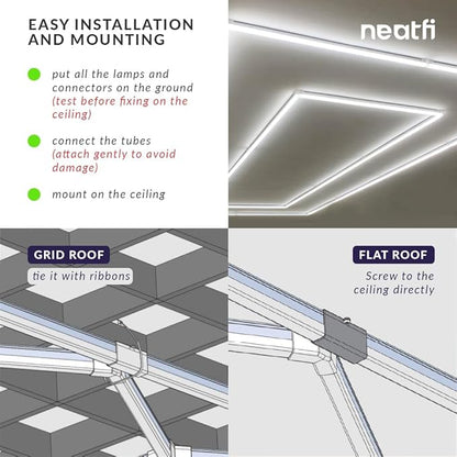 Neatfi LED Super Bright Garage Light, 35,200 Lumens, Ceiling Lighting for Auto Shops, Gym, Basement, Warehouse, Barber and Beauty Salons (2 Rectangles, Cool White)