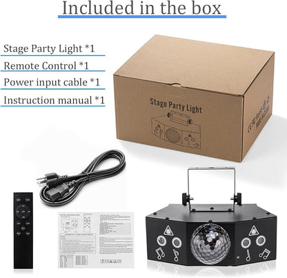DJ Disco Ball Party Lights with DMX512 and Sound Activated, LED Stage Lighting Show Strobe Light for Parties Indoor Dance Wedding Karaoke Bar KTV Club Christmas Halloween Music Rave Lamp