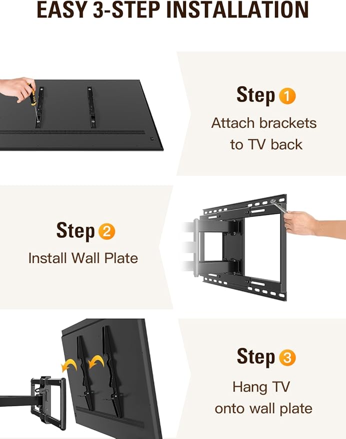 Mounting Dream Sliding TV Wall Mount for 42-86" TVs, Full Motion Articulating Dual Arms, Easy TV Centering, Max VESA 600x400mm, 132 lbs, MD2198