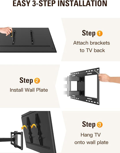 Mounting Dream Sliding TV Wall Mount for 42-86" TVs, Full Motion Articulating Dual Arms, Easy TV Centering, Max VESA 600x400mm, 132 lbs, MD2198